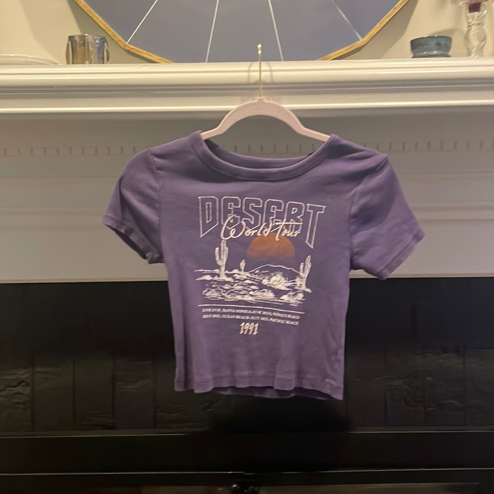 slightly cropped purple tee